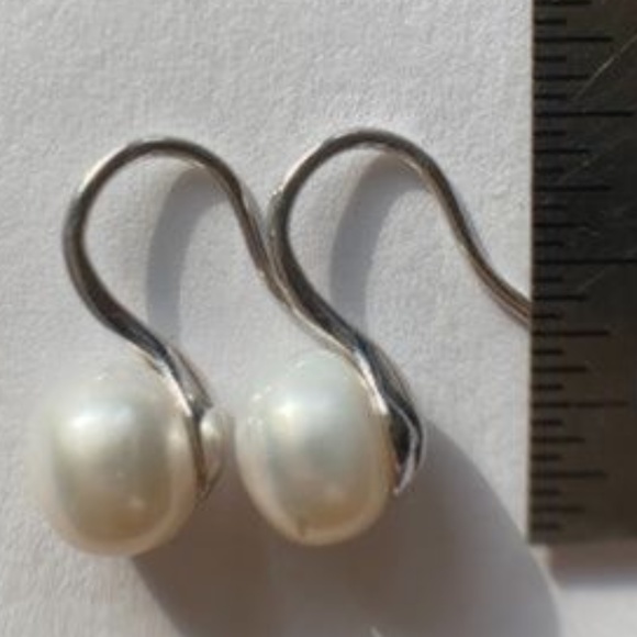 8mm White Cultured REAL Pearls 925 Sterling Silver - Picture 4 of 7